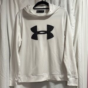 Under Armour Cream Hoodie with Black Emblem